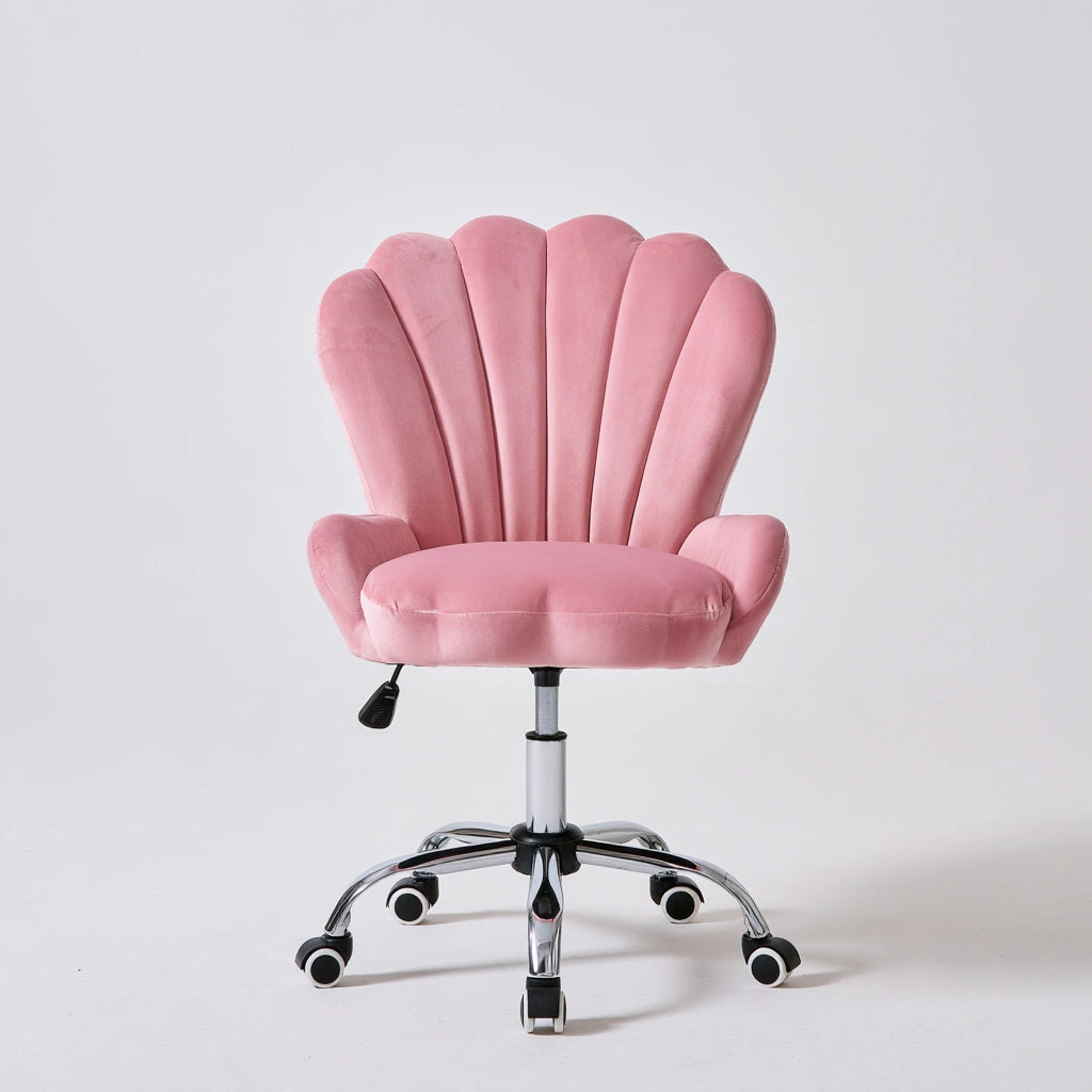 Ergonomiczny fotel biurowy, z aksamitu, kolor: różowy